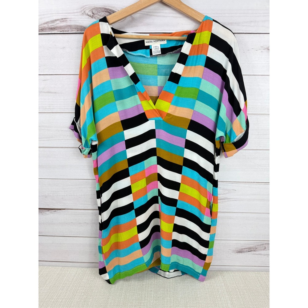 Mara Hoffman‎ Flag Stripe Mini Dress Tunic XS Colorful Bright